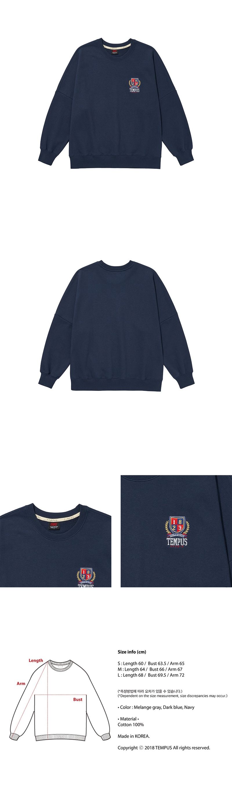 EMBROIDERY LOGO SWEATSHIRTS [NAVY]