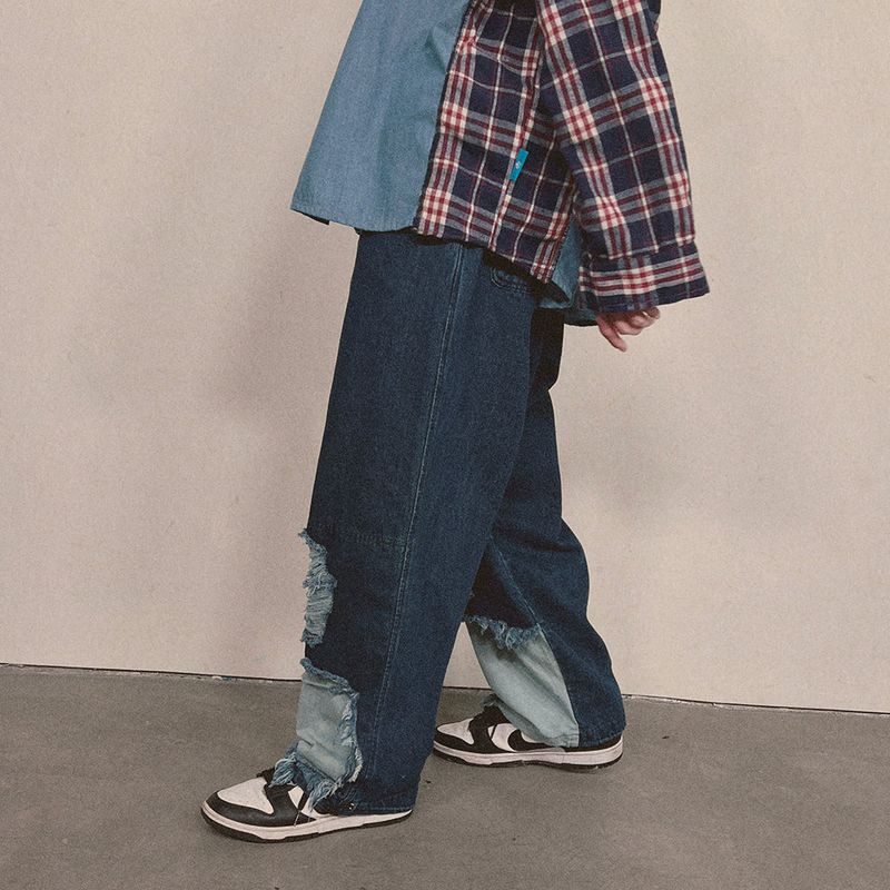 bleach denim pants_blue