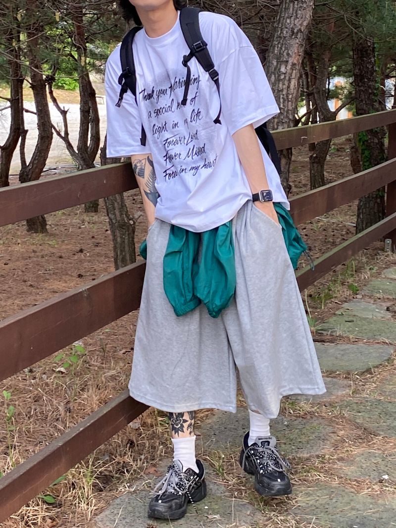 Layer pintuck bermuda wide half pants 2C