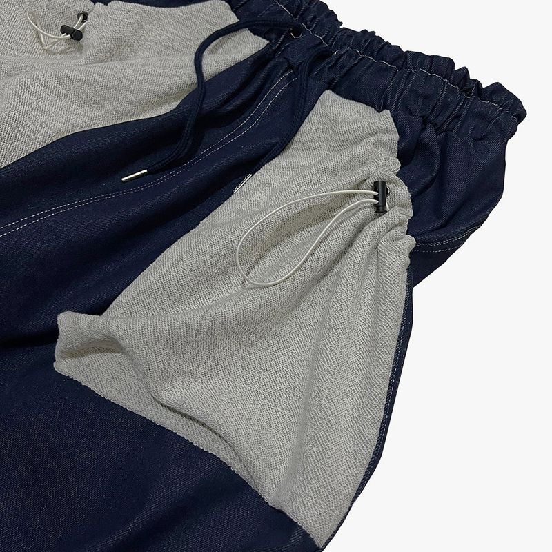 reverse terry pocket denim capri shorts_blue