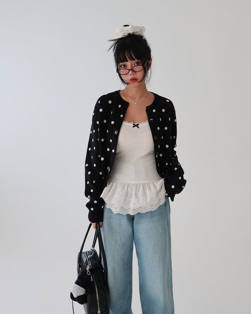 Dot dot basic cardigan