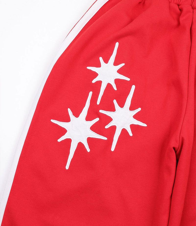 Star Piping Track Balloon Sweat Pants - Red