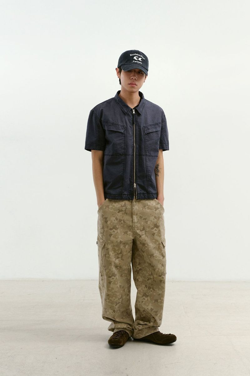 Vintage Washed Flap Pockets Work Shacket (Washed Charcoal)