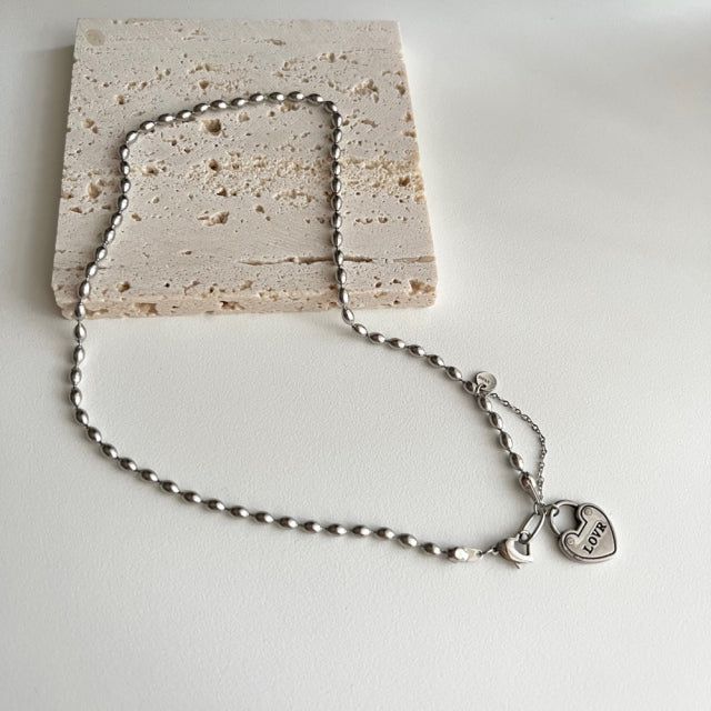 jalo Love Heart Lock Bold Chain Handmade Necklace