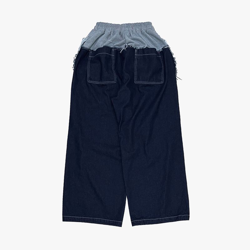 layered deconstructed denim pants_blue