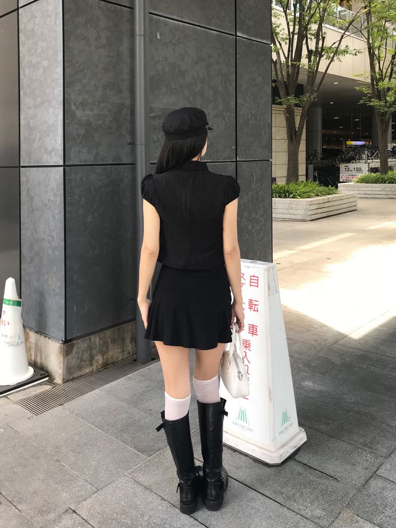 City Class Sheer Shirring HAlf Shirt& Skirt SET 