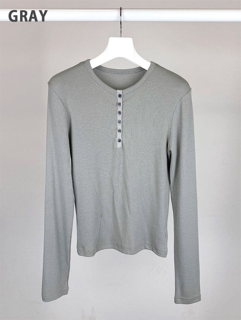 BUTTON RIBBED LONG SLEEVE (4C)