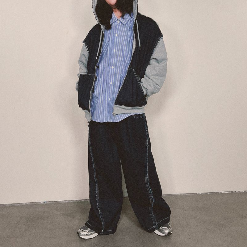 offset stripe shirt_blue