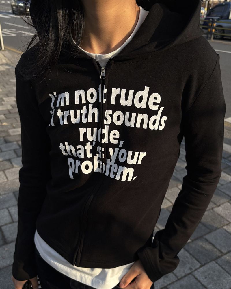 RUDE hood zip up (BLACK) WOMENS