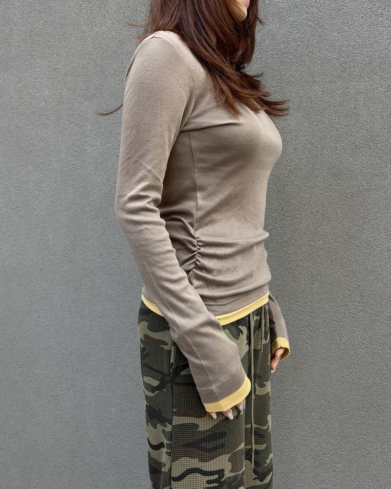 Shirring Layered Top (MOCHA) 