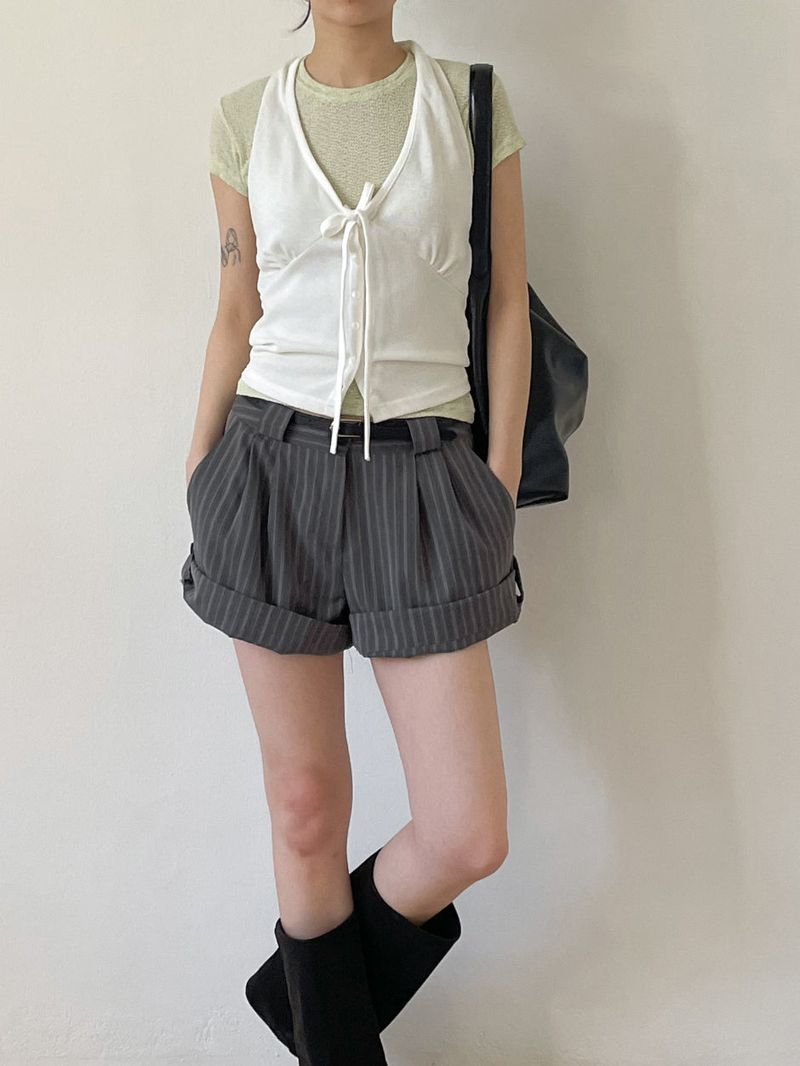 Bio Shirred Halter Neck Knit Vest