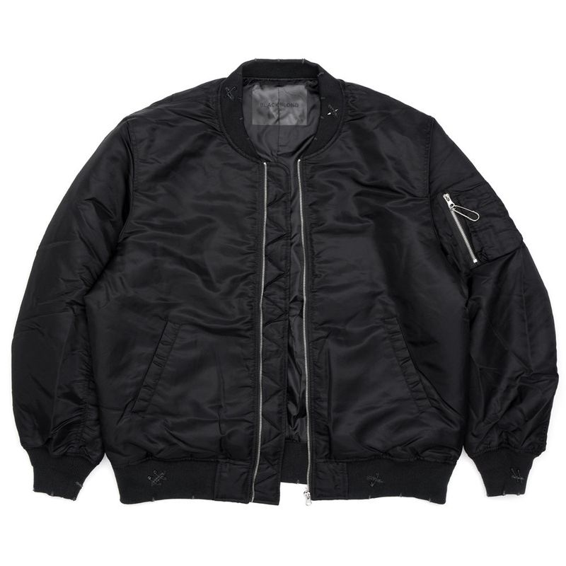 BBD Ripped Custom Sprayed logo MA-1 Bomber Jacket (Black)