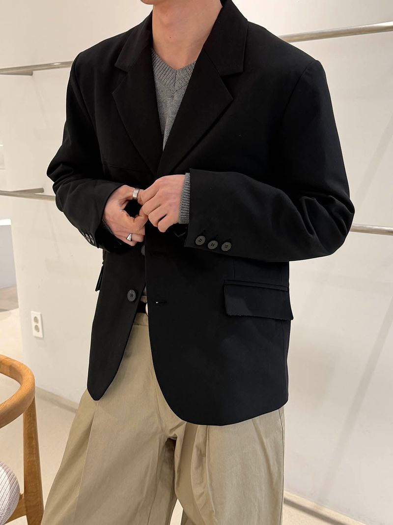 Semi over 3button blazer(2color)