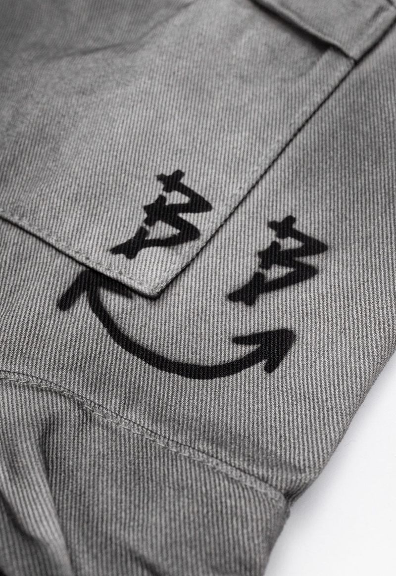BBD Graffiti Logo Dirty Washing Cargo Shorts (Vintage Gray)