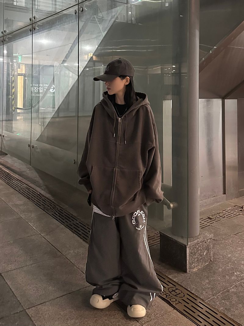 pigment panel zip-up hoodie