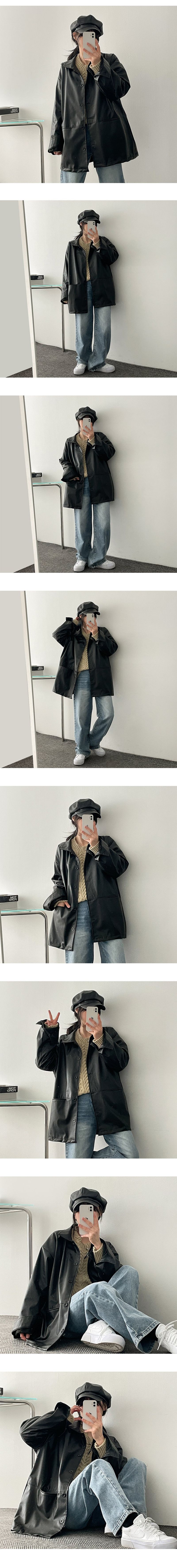 Conta leather long jacket