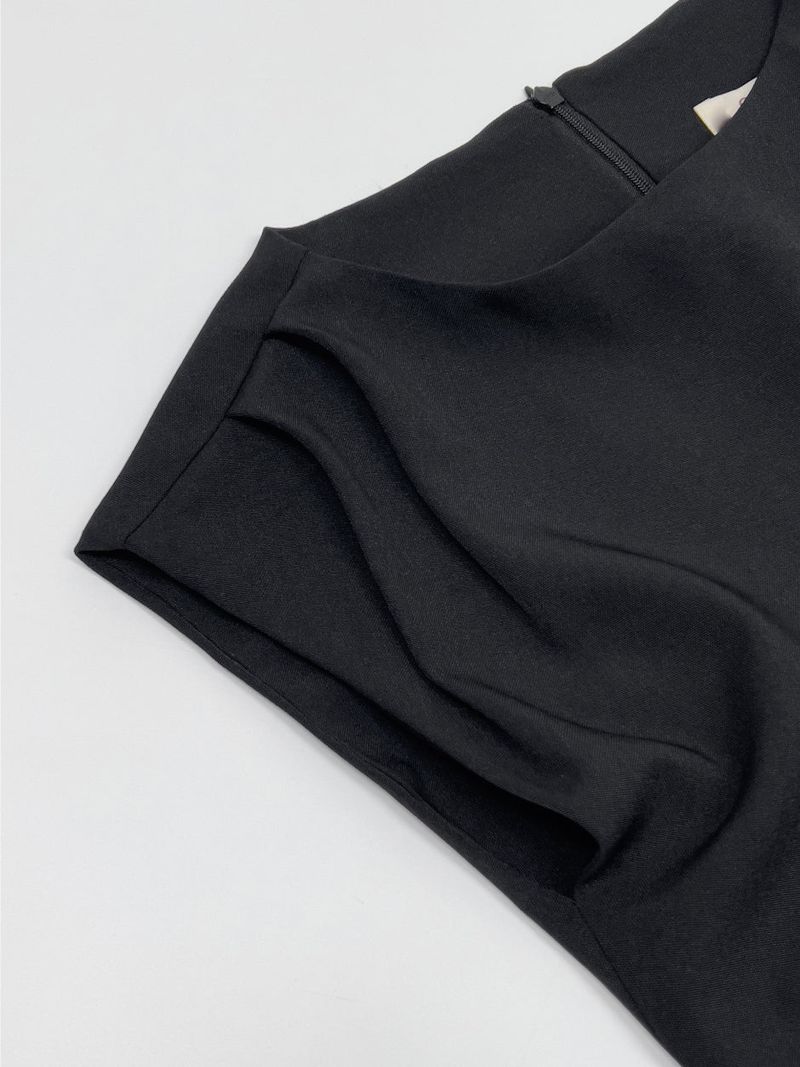 Boat Neck Shirring H-Line Long One Piece