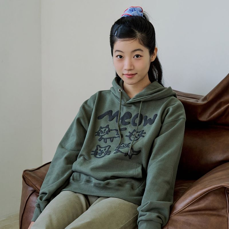 DOODLE MEOW HOODIE (KHAKI)