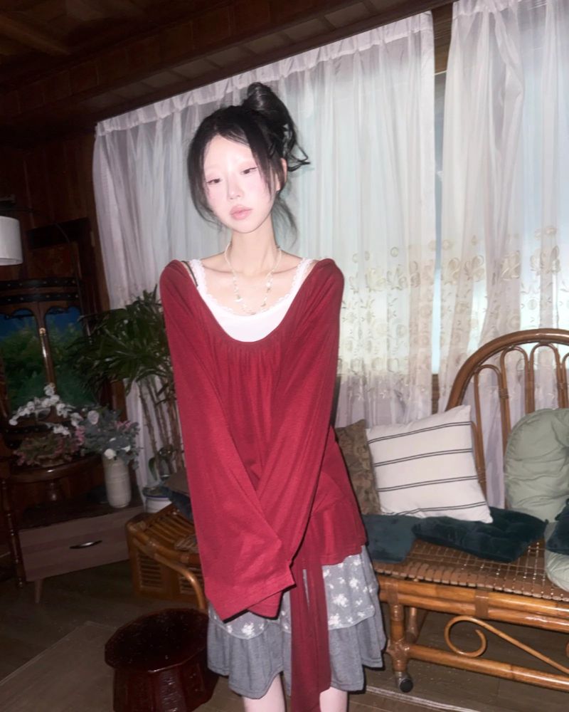 (3color) Shirring Deep Round Soft Wrap Hoodie