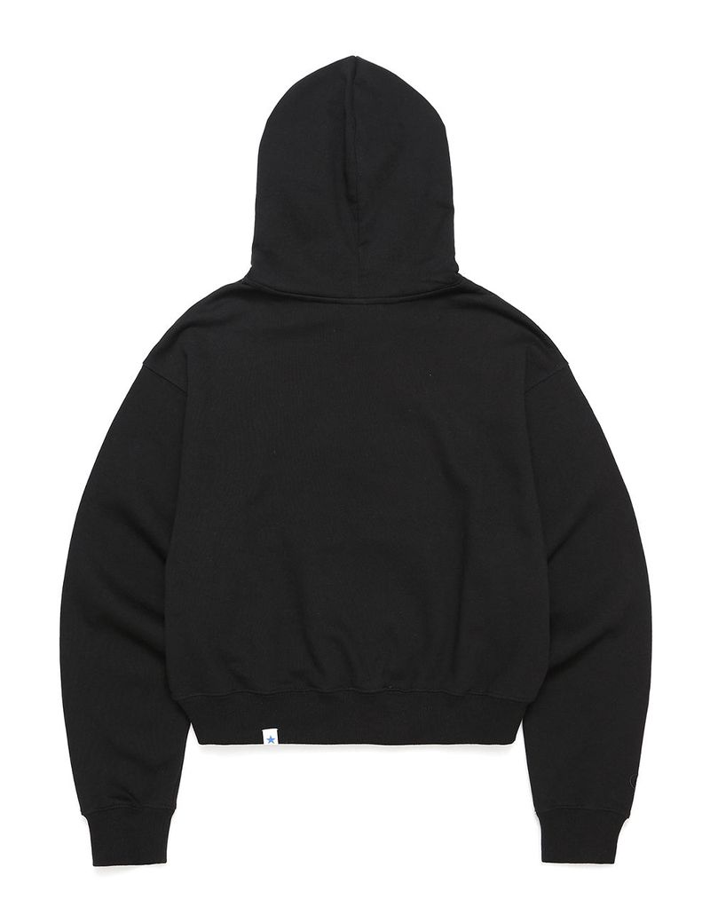 W STAR LOGO CROPPED HOODIE BLACK(CV2CFFM401A)