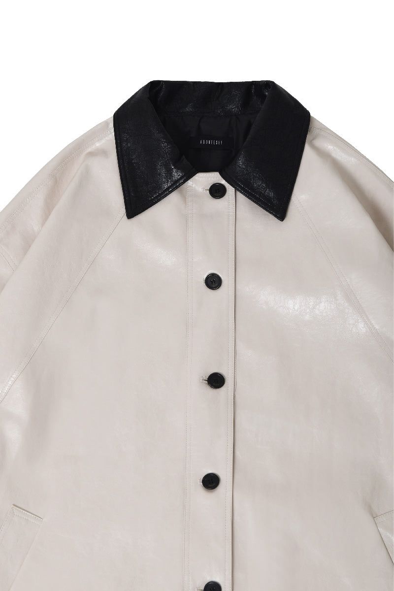 Eco Leather Half Jacket (Ivory)