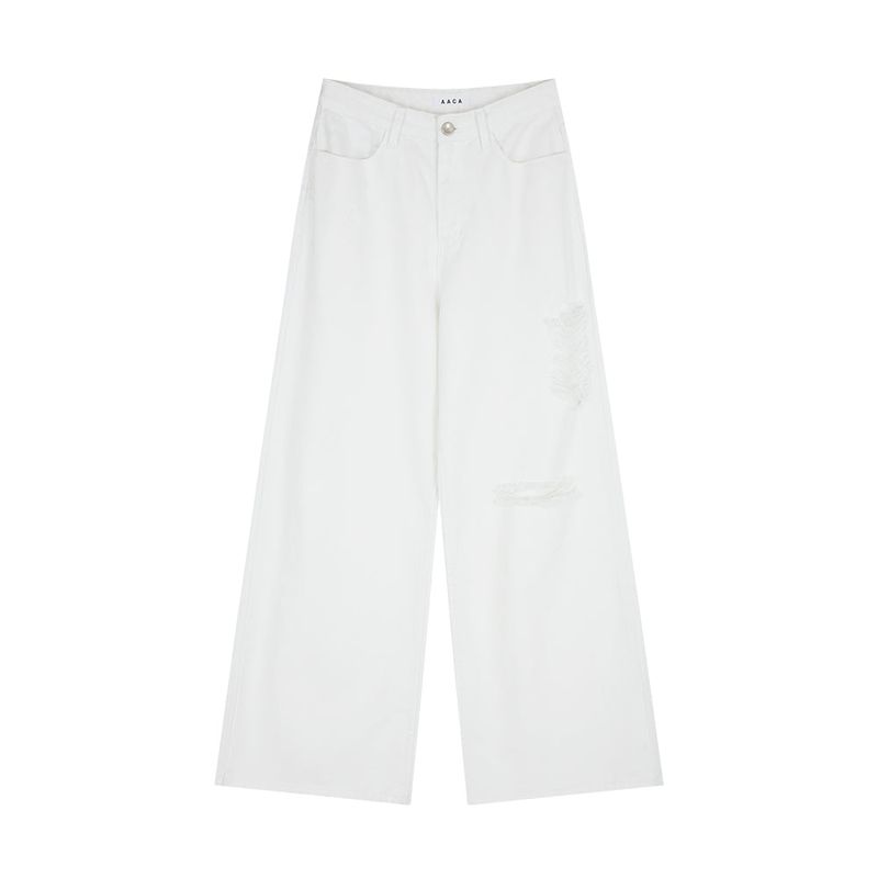Wide Denim Pants White