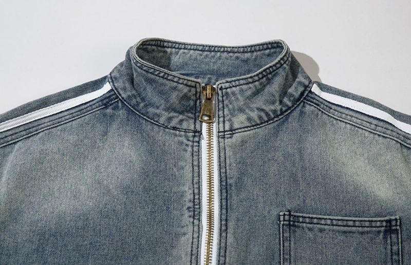 LMN Cube Damage Line Denim Zip-Up (2 colors)