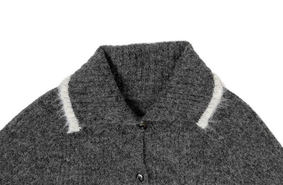 Ruggie Color Matching Collar High Neck Button Knit