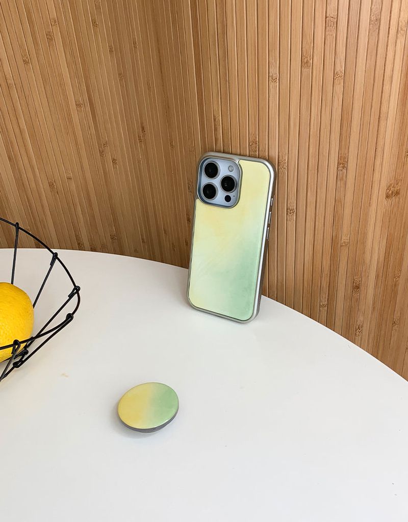 [MADE]レモングリーン シルバー エポキシ iPhoneケース