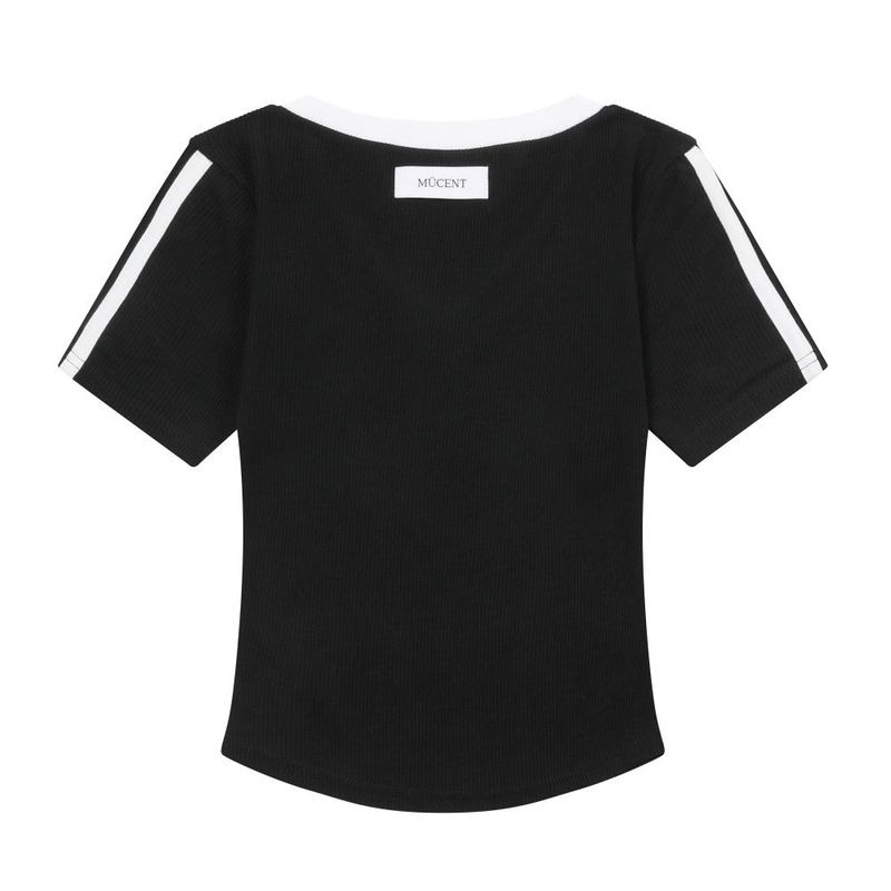 BINDING TRACK LINE HALF SLEEVE T (3COLOR)