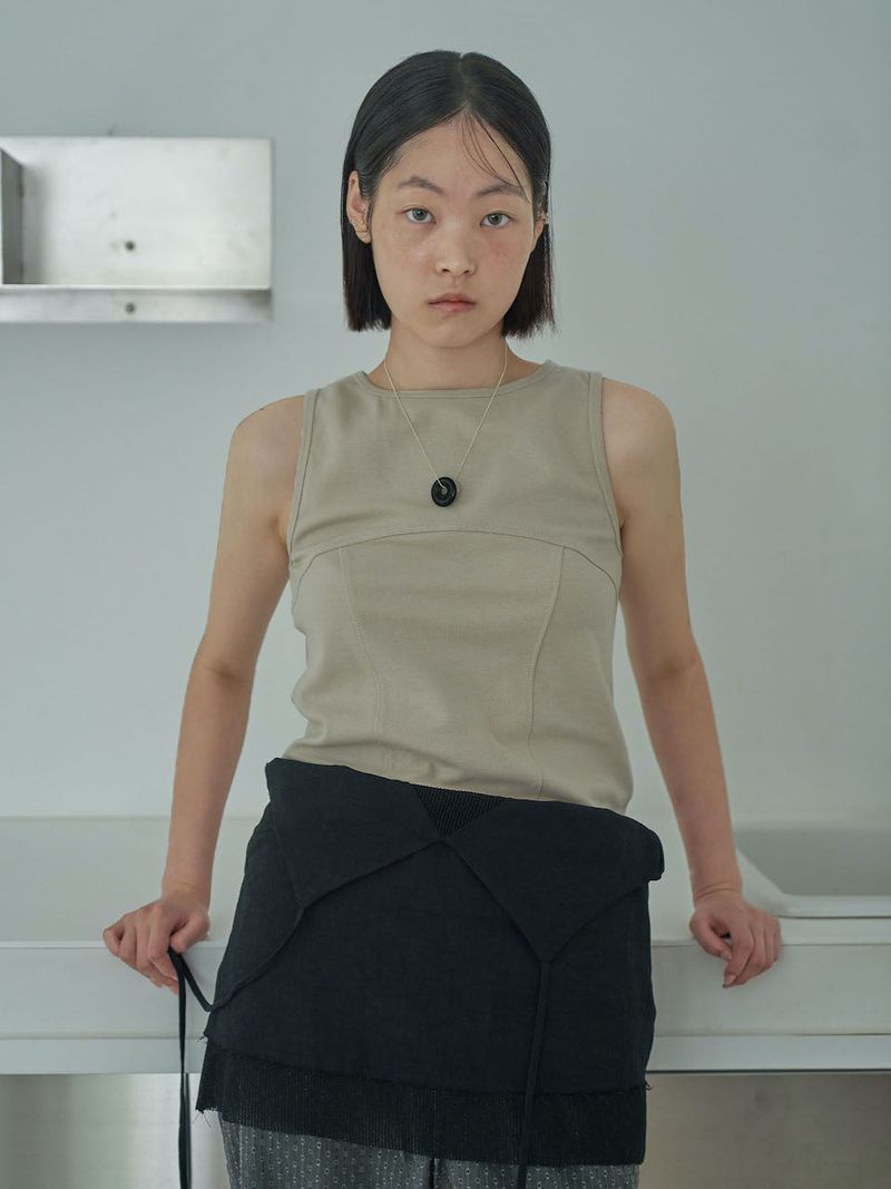 COTTON RIB TANK [ BEIGE ]