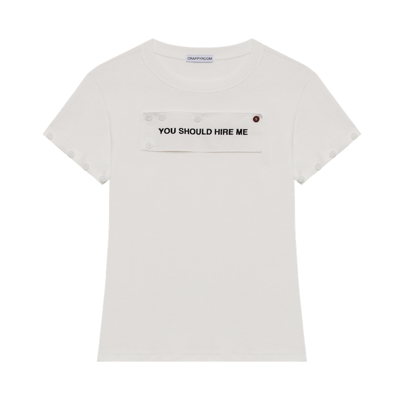 "HIRE ME" CONVERTIBLE LONG SLEEVE (WHITE)