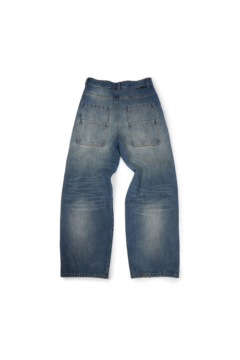 (BASE) TUCK DENIM PANTS (BLUE)