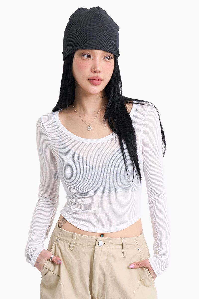Raucohouse（ラウコハウス）の「サマーUネックリブ長袖Tシャツ（トップス）」
