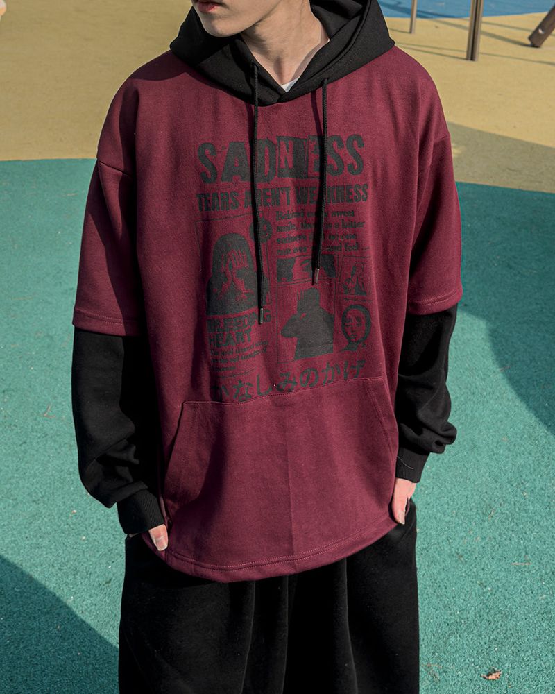 Sad Layered Oversized Hoodie