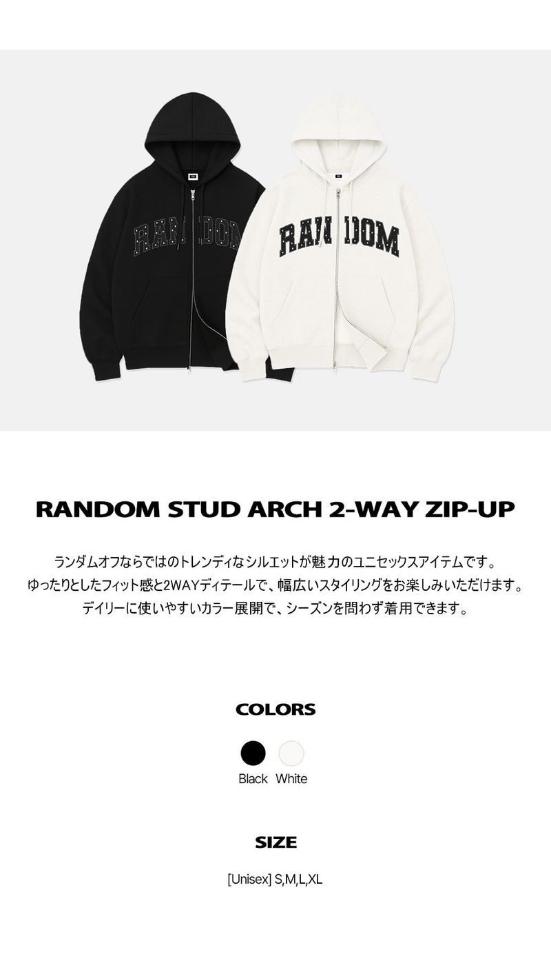 RANDOM STUD ARCH 2-WAY ZIP-UP (2color)