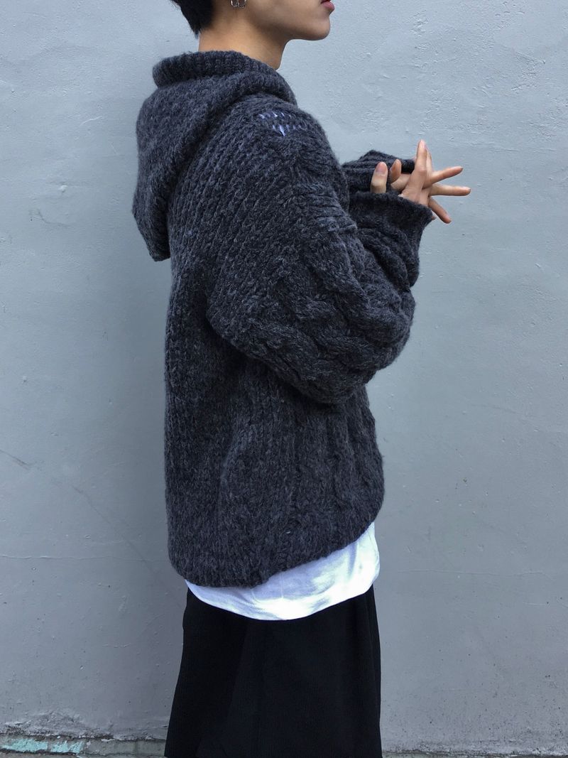 Wit Twisted Henley Neck Hooded Knit 3C