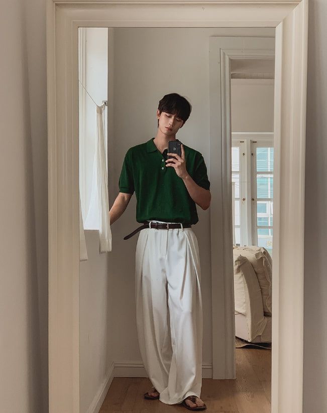 Summer Cooling Deep-Tuck Wide Slacks