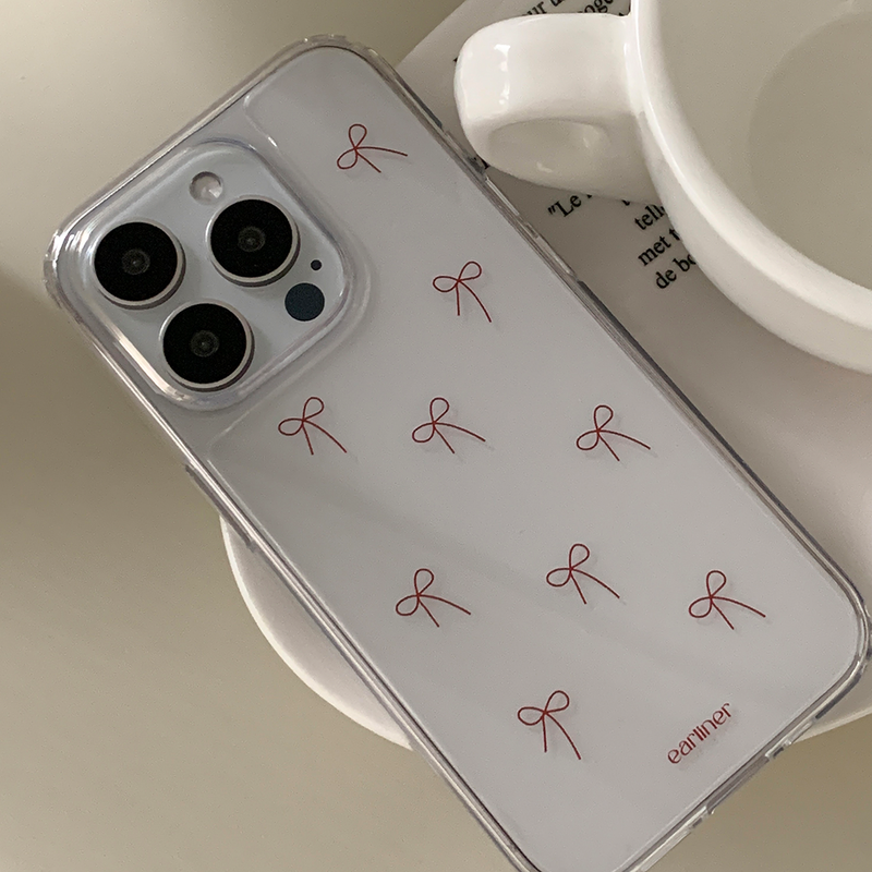 [made] red ribbon pattern jelly hard case