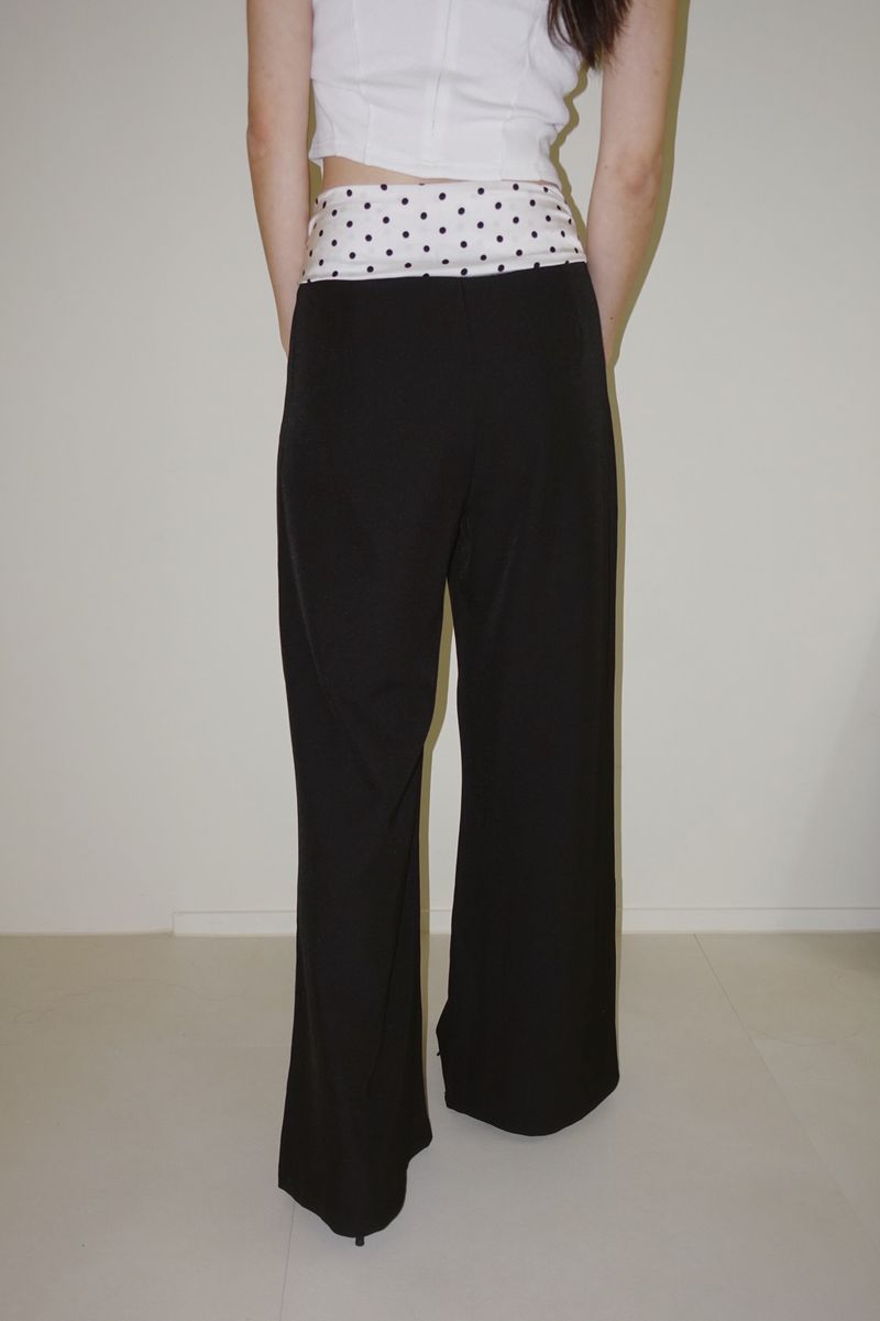 Dot Scarf Belt Long Slacks Pants