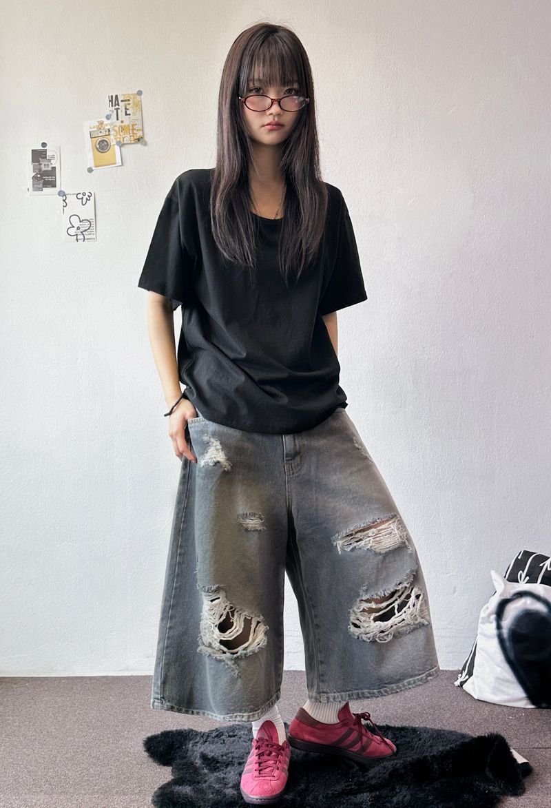 Britty Colored Washed Distressed Denim 3color