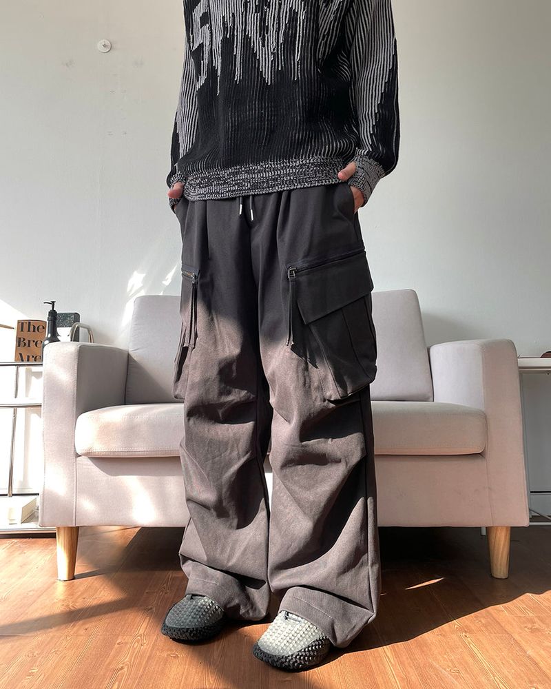 Zipper Big Cargo Cotton Pants