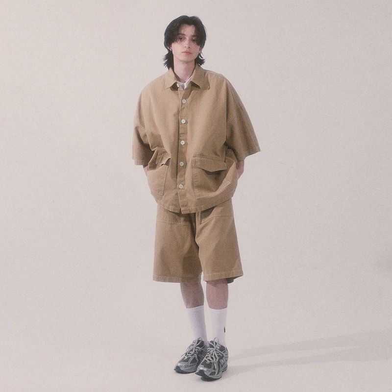 bio jacquard pocket shorts_beige