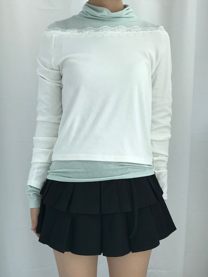 Feminine Flat Neck Long T-Shirt