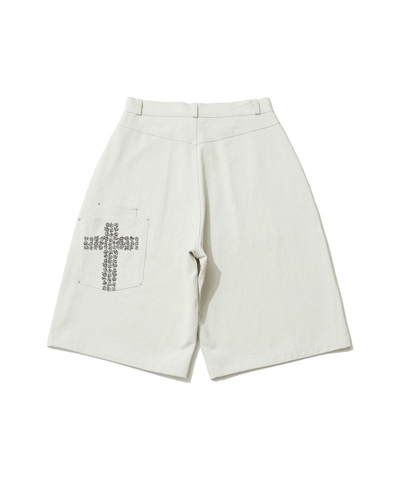 CROSS POCKET BERMUDA PANTS - LIGHT GRAY