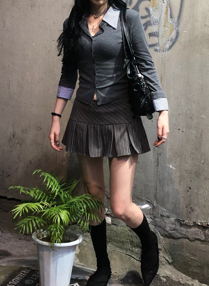 Pellen shirt cardigan (Gray)