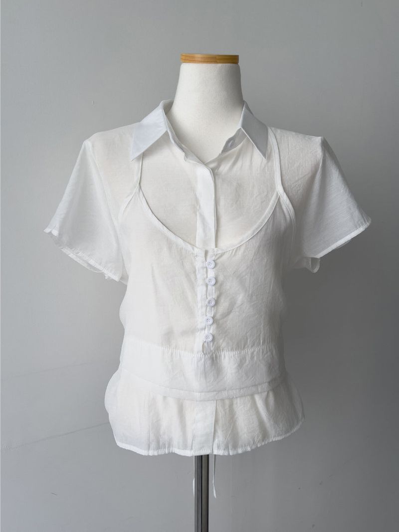[Bustier SET] Light Halter See-through Blouse