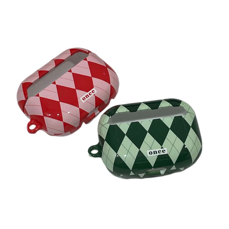 (Green) Christmas Argyle Check AirPods Case