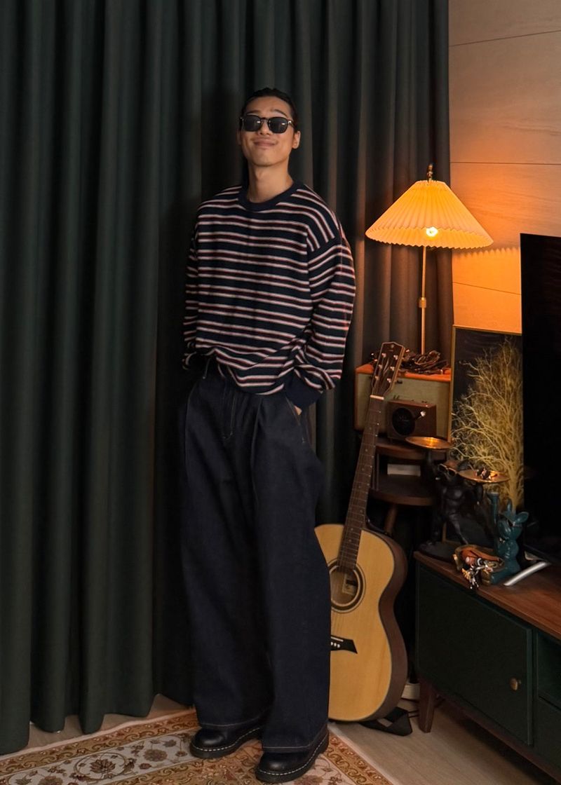 Reverse stripe knit 2COLOR