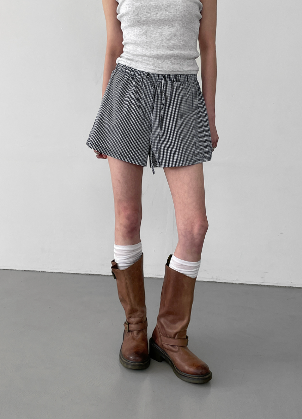 [MADE] Pinky Check Banding Shorts